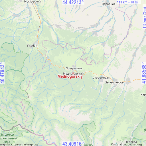 Mednogorskiy on map