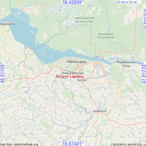 Novyye Lapsary on map