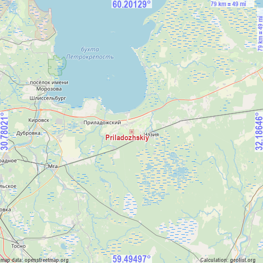 Priladozhskiy on map
