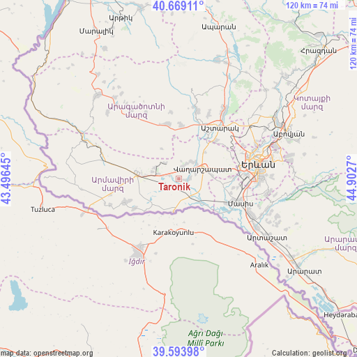 Taronik on map