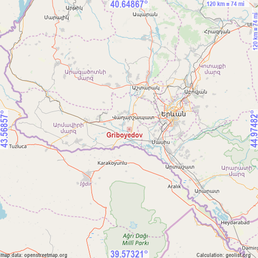 Griboyedov on map
