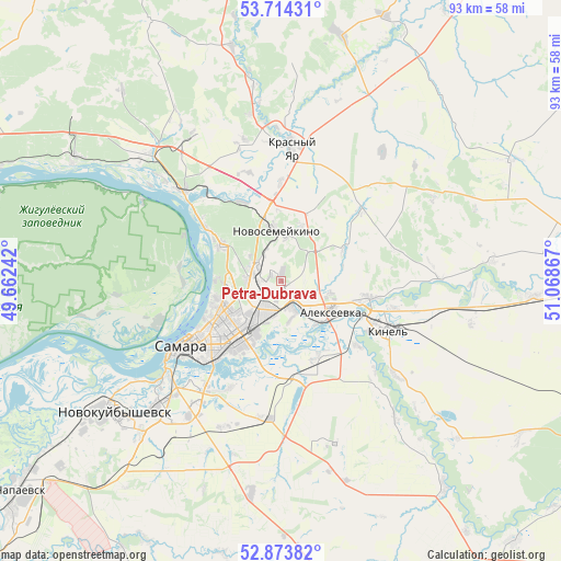 Petra-Dubrava on map
