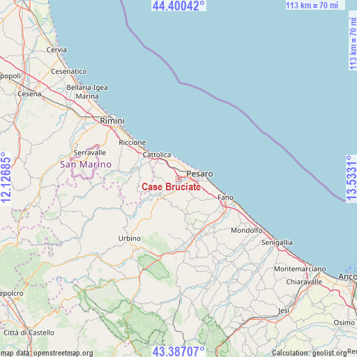 Case Bruciate on map