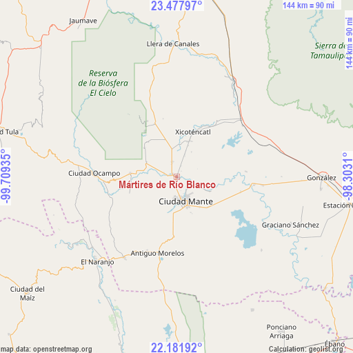 Mártires de Río Blanco on map