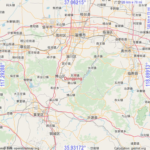 Dongping on map