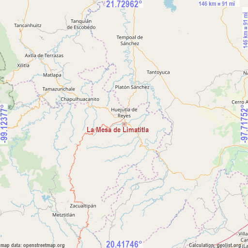 La Mesa de Limatitla on map
