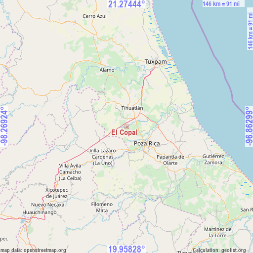 El Copal on map