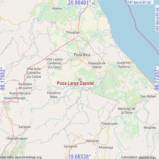 Poza Larga Zapotal on map