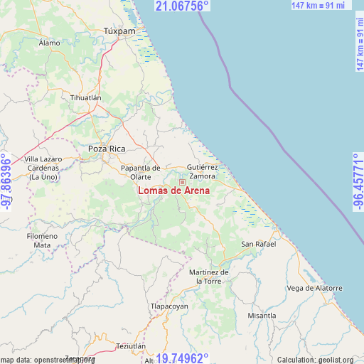 Lomas de Arena on map