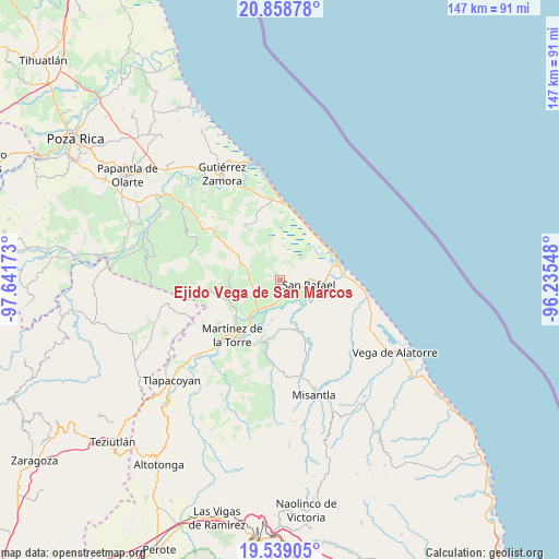 Ejido Vega de San Marcos on map