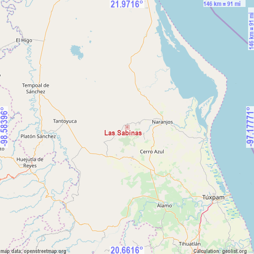 Las Sabinas on map