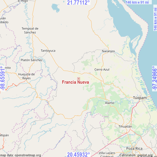 Francia Nueva on map