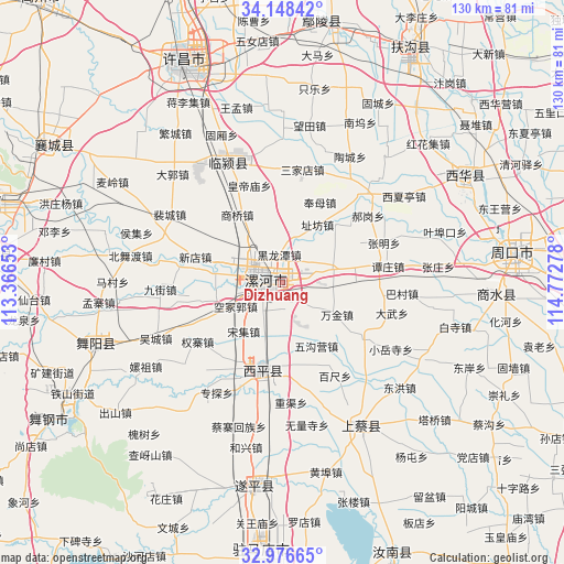 Dizhuang on map