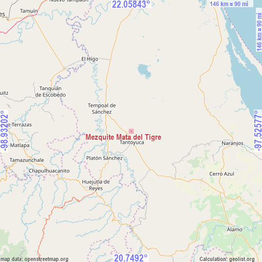 Mezquite Mata del Tigre on map