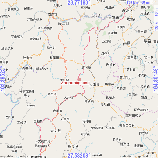 Zhonghechang on map