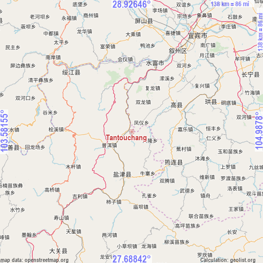 Tantouchang on map