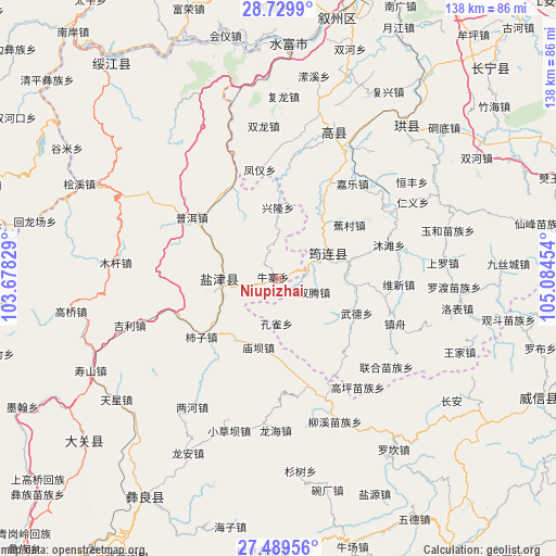 Niupizhai on map