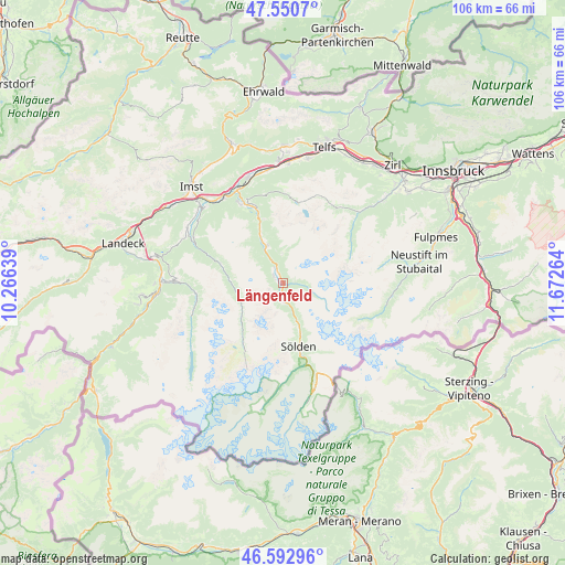 Längenfeld on map