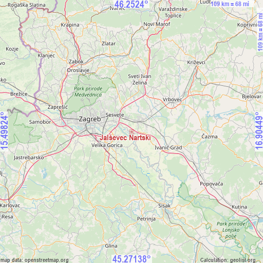 Jalševec Nartski on map