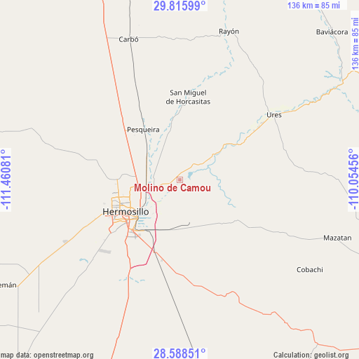 Molino de Camou on map