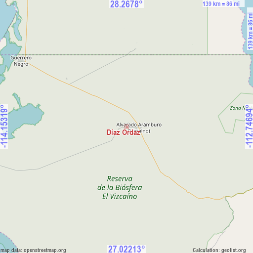 Díaz Ordaz on map