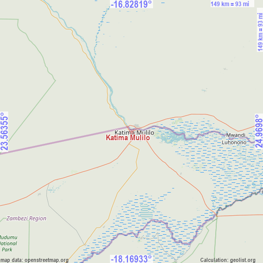Katima Mulilo on map