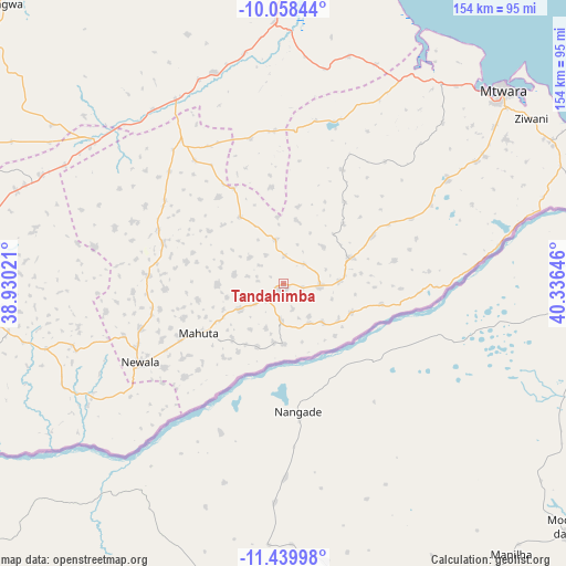 Tandahimba on map