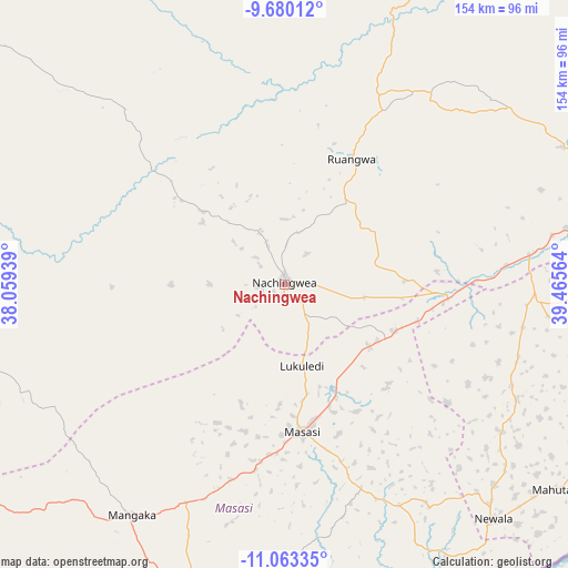 Nachingwea on map