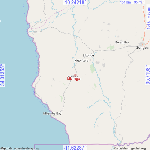 Mbinga on map