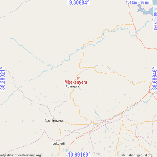 Mbekenyera on map