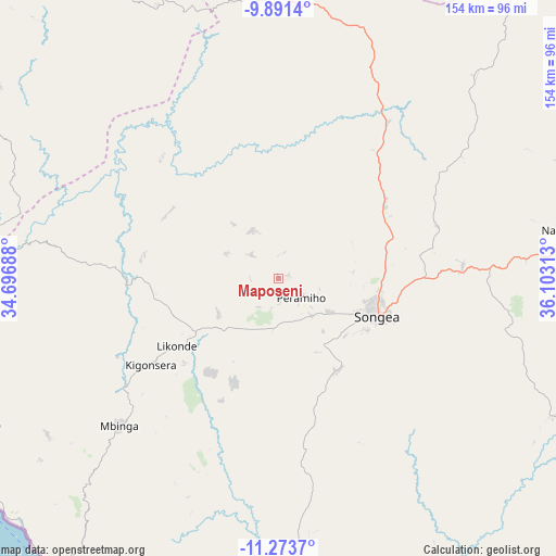 Maposeni on map