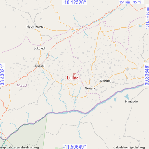 Lulindi on map