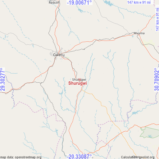 Shurugwi on map