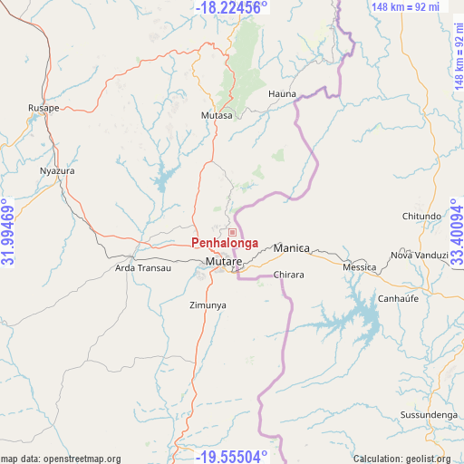Penhalonga on map
