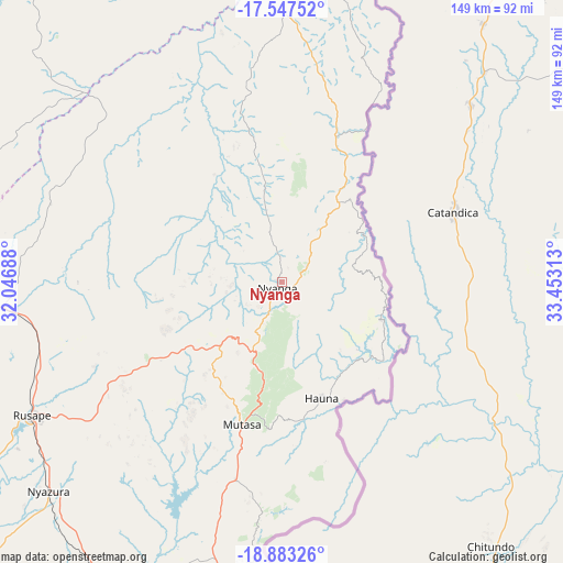 Nyanga on map