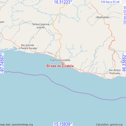 Brisas de Zicatela on map