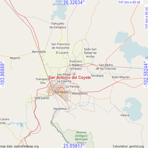 San Antonio del Coyote on map