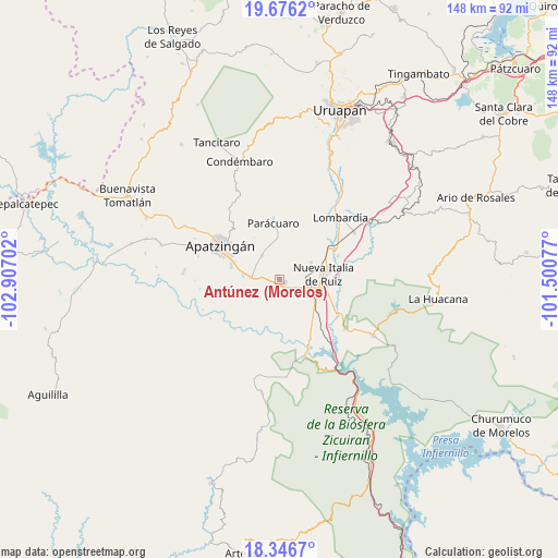 Antúnez (Morelos) on map