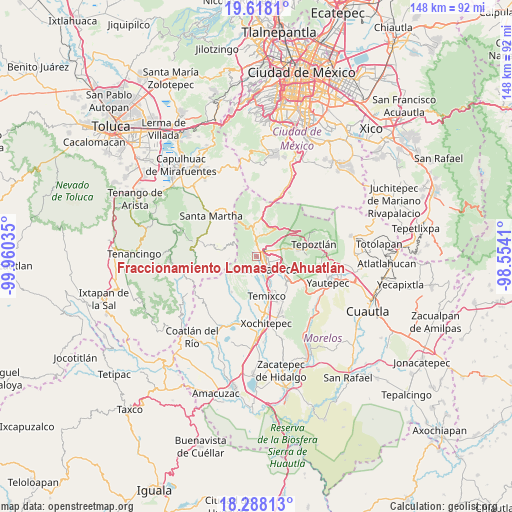 Fraccionamiento Lomas de Ahuatlán on map