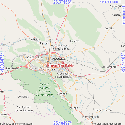 Misión San Pablo on map
