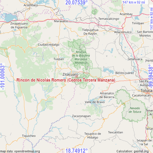 Rincón de Nicolás Romero (Cedros Tercera Manzana) on map