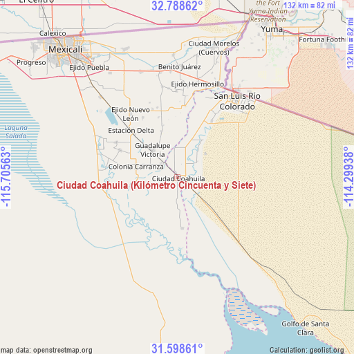 Ciudad Coahuila (Kilómetro Cincuenta y Siete) on map