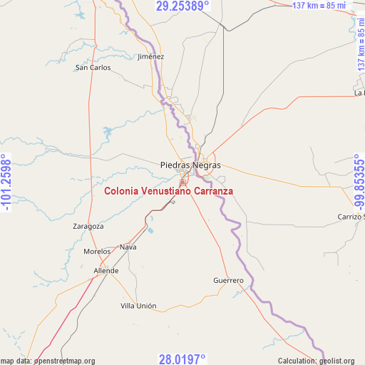 Colonia Venustiano Carranza on map