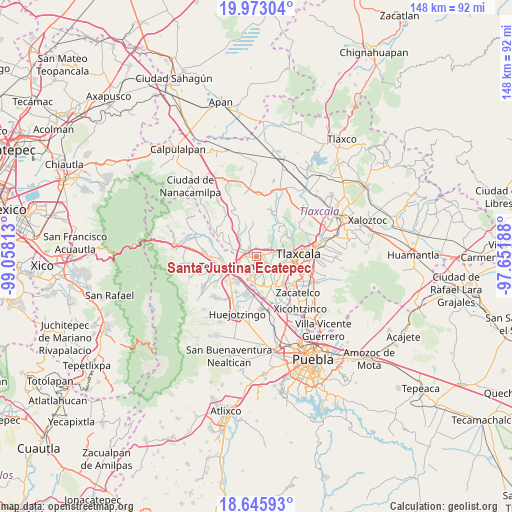 Santa Justina Ecatepec on map