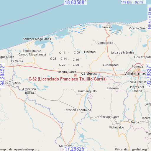 C-32 (Licenciado Francisco Trujillo Gurría) on map