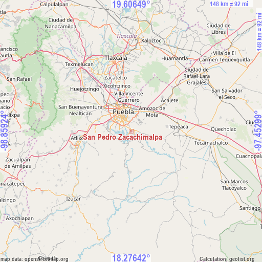 San Pedro Zacachimalpa on map
