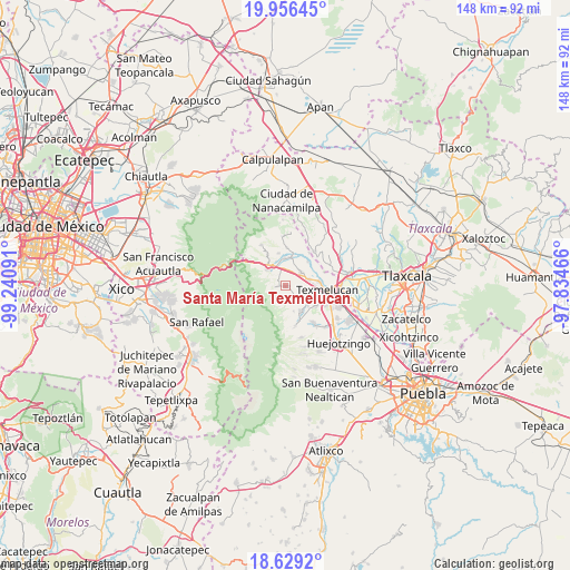 Santa María Texmelucan on map