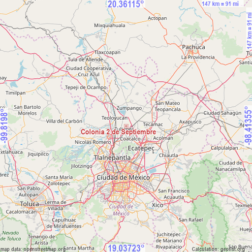 Colonia 2 de Septiembre on map
