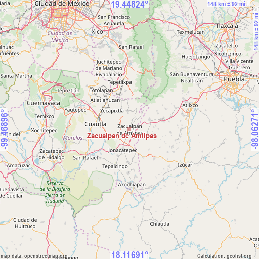 Zacualpan de Amilpas on map