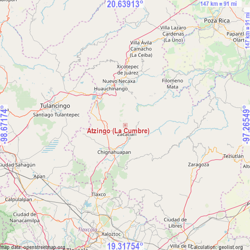 Atzingo (La Cumbre) on map